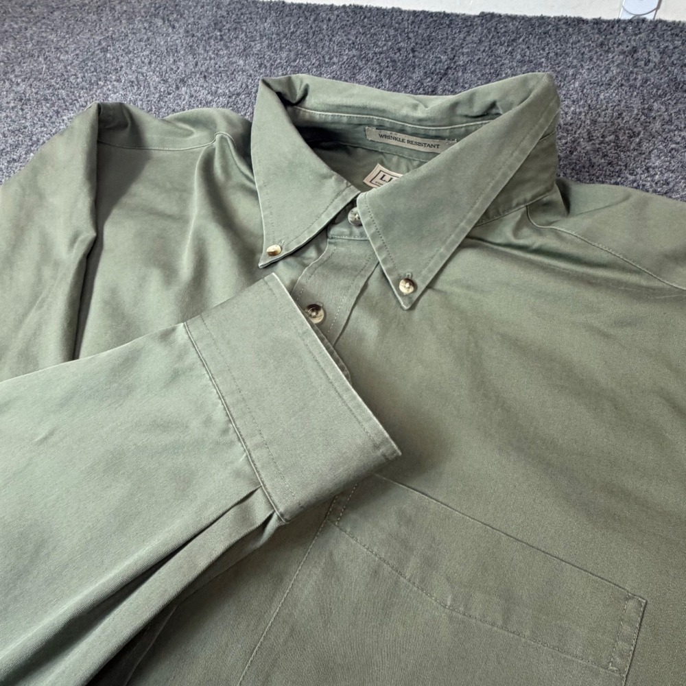 LL Bean Mens XL Regular Wrinkle Resistant‎ Cotton Button Down Shirt Olive Green